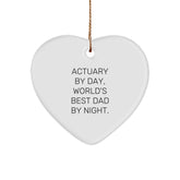 Actuary Gifts by Day, Heart Ornament for Christmas by Night, Funny Quote - Gifts from Dad for Actuary Friends and Family - Image 1